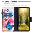 thumbnail image 5 of iPhone 16 Case Zipper Purse Embossed Pattern Premium Leather Wallet Cover Flip Stand Card Slots Holder Magnetic Closure with Wrist Strap Case for iPhone 16, White Blue Butterfly, 5 of 9