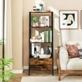 thumbnail image 2 of Gymax 4-tier Bookshelf w/ 2 Storage Drawers Sturdy Metal Frame Anti-toppling Devices Brown, 2 of 10