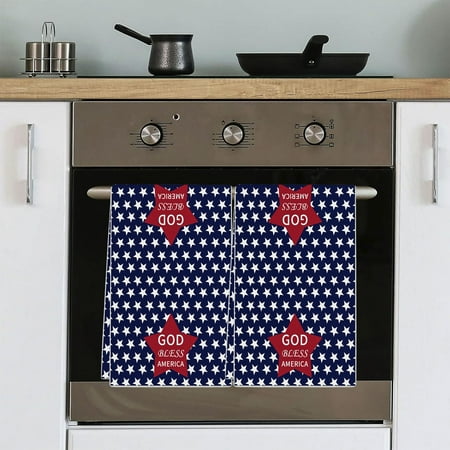 Roiihwy 4th of July Decorations Kitchen Towels 23.6X15.7 Inches 2 Pack Absorbent Dish Towels for Kitchen Drying & Hand Towels