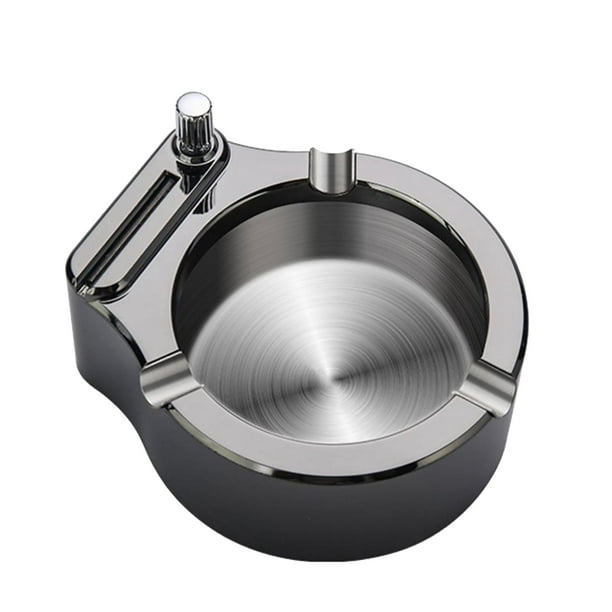 2 In 1 Ashtray With Lighter Metallic Silver Ashtray In Stainless Steel With Integrated