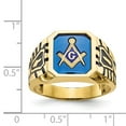 thumbnail image 5 of 10K Yellow Gold Ring Band Men's Acrylic Blue Masonic, Size 5, 5 of 5