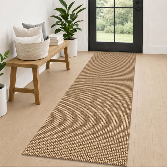 Glattice Runner Rug 2x6 Boho Washable Runner for Hallway Cotton Rubber Backed Kitchen Runner Braided Indoor Floor Carpet Runners for Entryway/Hallway/Kitchen/Bedroom, Orange/Tan/Brown