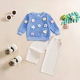 thumbnail image 2 of TOWED22 Newborn Toddler Infant Girl Clothes Fall Winter 2 Piece Outfits Long Sleeve Soft Sweatshirt + Elastic Waist Pants Set(Blue,3-4 Y), 2 of 8