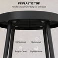 thumbnail image 4 of Table d'Appoint Ronde de 19,5 Pouces pour Terrasse Extérieure, Cadre en Métal Noir avec Dessus en PP Style Plateau Résistant aux UV, Petite Table Basse Résistante aux Intempéries pour Jardin, Balcon, Salon Ou Support pour Plantes, 4 of 7