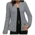 thumbnail image 2 of Tops for Women Long Sleeved Blazer Jacket Solid Color Cardigan Jacket,Women's Long Sleeve Tops Gray XL, 2 of 5