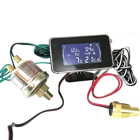 Xeoereki 4 in 1 LCD Digital Oil Pressure Voltmeter Water Temperature Oil Fuel Level Gauge