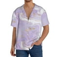 thumbnail image 3 of KLL Lavender Glitter Foil Stripes Print Men's Shirt Short Sleeve Button Down Summer Cuba Beach Shirts- Medium, 3 of 7