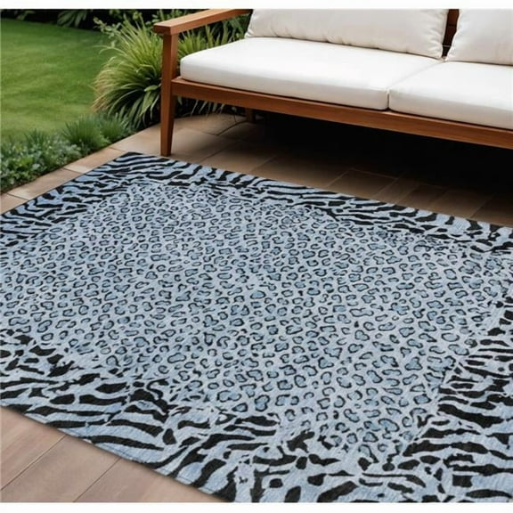 HomeRoots 607641 8 x 10 ft. Blue Animal Print Washable Indoor & Outdoor Rectangle Area Rug