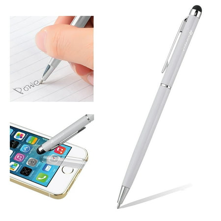 Insten Stylus Pens for Touch Screen Silver 2in1 Capacitive with Ball Point Pen For Tab Tablet CellPhone iPhone XS Max XS 7 8 6s 6 Plus iPad Air Pro Mini Samsung Galaxy S7 S8 S9 S10 S10e Plus