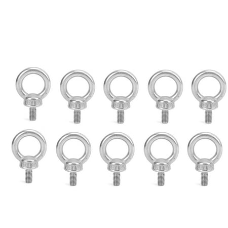 

M6 Stainless Steel Lifting Eye Ring Bolts 10-Pack Shoulder Eye Bolts with Fastener Nuts Durable and Corrosion-Resistant Screws for Industrial and DIY Applications