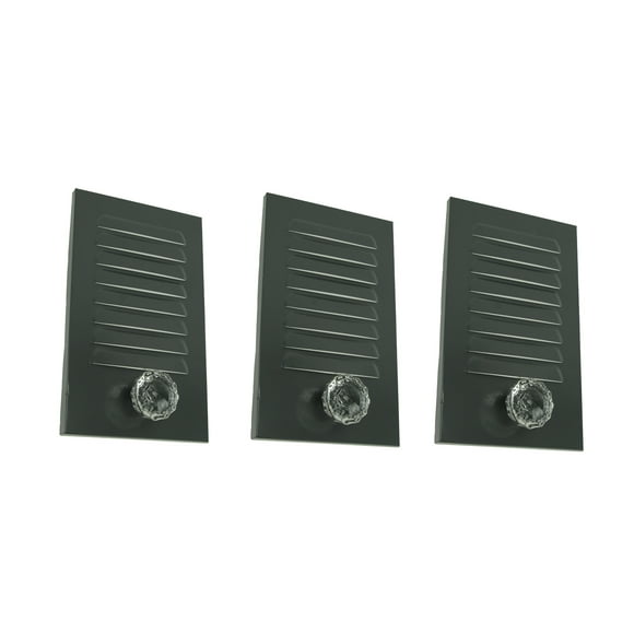 Grey Metal Locker Panel with Acrylic Door Knob Wall Hook Plaques Set of 3