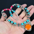 thumbnail image 4 of Coral Turquoise Handmade 925 Sterling Silver Tibetan Nepali Necklace 18" VJ 6940, 4 of 5