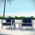 thumbnail image 2 of Modway Shore 3 Piece Outdoor Patio Aluminum Set in Silver Navy, 2 of 7