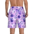 thumbnail image 3 of Bixox Men's Violet printing Casual Classic Fit Short Summer Beach Shorts, 3 of 6