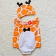 thumbnail image 5 of Odeerbi Toddler Bubble Romper Newborn Baby Girls Boys Bodysuit Summer Sleeveless One-piece Cartoon Jumpsuit With Hat Orange, 5 of 8