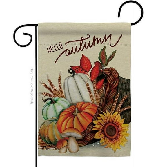Angeleno Heritage G130423-BO 13 x 18.5 in. Falltime Harvest Autumn Hello Cornucopia Garden Flag