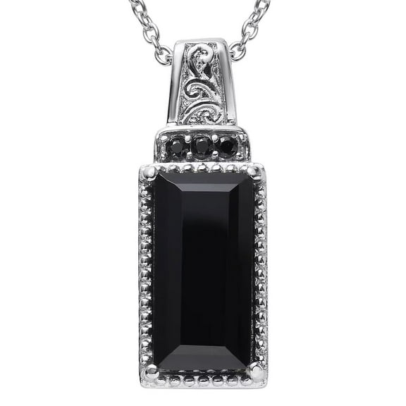 Black Spinel Necklace for Women 925 Sterling Silver Jewelry - Stainless Steel Chain Women Size 20" Ct 8.1 - Unique Anniversary Wedding Engagement Christmas Gifts