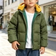 thumbnail image 2 of Fesfesfes Boys Detachable Hood Puffer Jacket Full Zip Winter Coat, Solid Color Warm Outdoor Outerwear for Kids School Daily Wear Ages 3-12 Years, 2 of 7