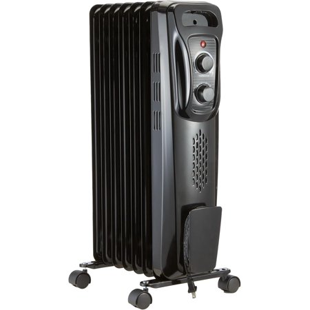 Portable Oil Radiator Heater for Indoor Use, 3 Heat Settings, Over-Heat Protection, ETL-certified Safety, 7 Oil-Filled Steel Fins, 1500W, 11"D x 14.8"W x 25.2"H, White