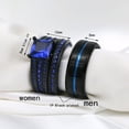 thumbnail image 2 of Matching Rings Couple Rings 1.5 CT Blue CZ Women Wedding Ring Sets Male Titanium Ring, 2 of 8