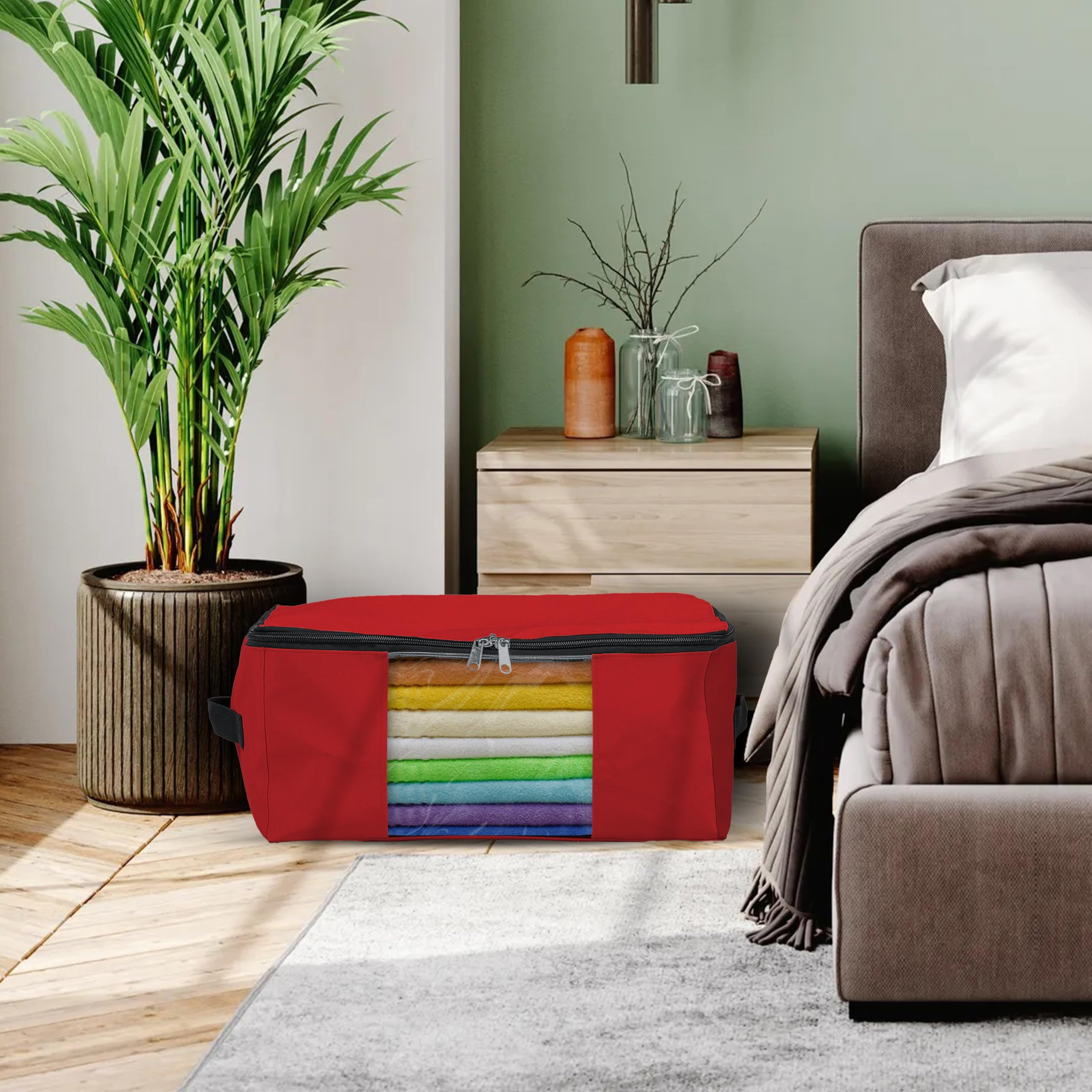 COVERS&ALL Storage Bags, 90 litres Large size, Made of 18 Oz Waterproof, UV-Resistant & Tear-Proof Cover Max Fabric, Multipurpose for Indoors/Outdoors (23"L x 17"W x 14"H Inches, Red, Pack of 3)