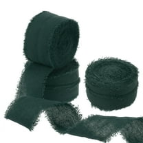 Uxcell Cotton Handmade Fringe Ribbon 1 Inch x 21 Yard Frayed Fringe Ribbons Dark Green 3 Roll
