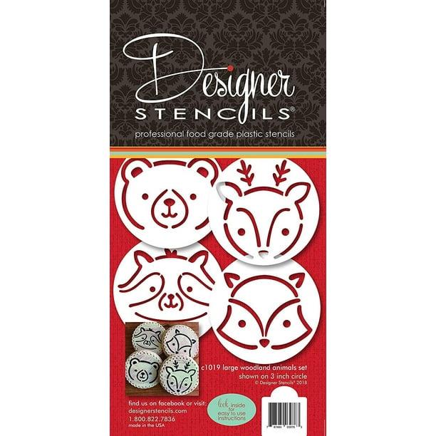 Large Baby Woodland Animals Cookie Stencil Set C1019 by Designer Stencils - Large Baby Woodland Animals Cookie Stencil Set C1019 by Designer Stencils -