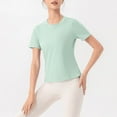 thumbnail image 4 of Women Workout Top Short Sleeve Seamless Athletic Shirt Crew Neck Exercises Quick Dry Thin Shirts, 4 of 7