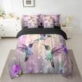 thumbnail image 2 of Manfei Dreay Purple Bird Bedding Comforter Set 7 Pieces for Women, Kawaii Hummingbird Full Bedding Set, Modern Fashion Reversible Fitted Sheet Flat Sheet, Lightweight Room Decor, 2 of 7
