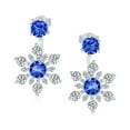 thumbnail image 2 of Bling Jewelry Womens Holiday Party Earring Jacket Blue Sapphire Snowflake Studs in Sterling Silver, 2 of 6
