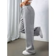 thumbnail image 4 of Females Sweatpants Fall Baggy Wide Leg Sweatpant Fleece Lined Straight Leg Sweat Pants Light Grey XXL, 4 of 6