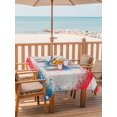 thumbnail image 2 of Outdoor Tablecloth with Umbrella Hole for Patio/Picnic/Party/Camping, Patriotic 250 Waterproof Table Cloth Rectangle Table Cover Washable, Blue Red Fireworks American Cream Wood (60"x 84"), 2 of 9