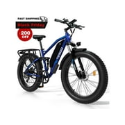 TESGO 750W 26'' Electric Bicycle for Adults, 48V 17.5Ah Removable【LG Battery】 4.0 Fat Tire Ebike, Snow Beach Moutain EBike, Shimano 7 Speed Gears 28Mph Dual Shock Absorbers,【Front Rack Included】