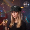 thumbnail image 4 of Jiibva Glitter Sequin Hat 70s Disco Adult Hat Bling Costume Hats Retro Dress Up Caps Newsboy Cap Beret Birthday Party Dance Caps Fancy Dress Accessory, 4 of 7