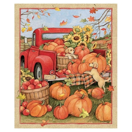 Pinterest Outdoor Fall Decor Tuscom 36x44 Inch Fall Activities Farm Pumpkin Red Truck Dog Sunflower Gift Cotton Fabric Garden Flag Vertical Autumn Harvest Yard Outdoor Decor ()