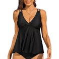 thumbnail image 1 of Charm Women's Deep V Neck Tankini Tops Double Straps Swim Top No Bottom Loose Fit Modest Tank Top, 1 of 5
