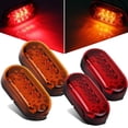 thumbnail image 1 of Partsam 2 ámbar + 2 rojos 12 V 4 "" x 2 "" luz LED ovalada para marcador lateral de camión, montaje en superficie, 10 diodos, luces LED selladas para remolque y marcador lateral, base negra, luces LED, 1 of 5