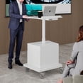 thumbnail image 4 of Mobile Podium with Open Shelf, Heavy-Duty Rolling Lectern for Teachers, Adjustable Height Presentation Stand for Conference Room & Classroom, Professional Mobile Workstation with Large Surface, 4 of 9