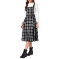 thumbnail image 4 of INSPIRE CHIC Plaid Overall Dress for Women's Sleeveless A-Line Pinafore Dress with Vintage Style L Black, 4 of 5