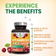 thumbnail image 6 of Vitamin D 2000 IU 50mcg Per Tablet - Vitamins D3 & K2 (MK7) Complex Supplement for Bone, Teeth, Muscle, Calcium Absorption, Supports Immune & Heart Health, Chewable Formula USA Bottled - 180 Tablets, 6 of 10