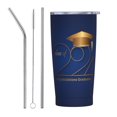 thumbnail image 1 of Taza de viaje de acero inoxidable con aislamiento de 20 oz para café con pajita, taza térmica portátil, juego de tres piezas para graduación de la clase de último año de 2024, 1 of 7