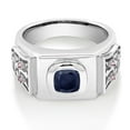 thumbnail image 2 of Gem Stone King 2.85 Ct Blue Sapphire Pink Lab Grown Diamond 925 Sterling Silver Men's Ring (Size 10), 2 of 4