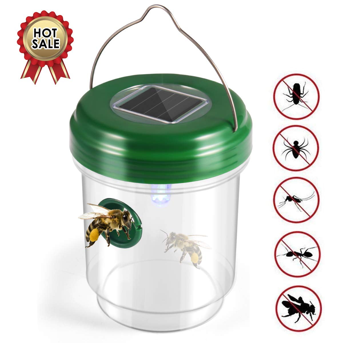 Houkiper Solar Powered Wasp Trap Insect Catcher for Bees Yellow Jackets Hornets 