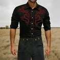thumbnail image 4 of XIAOCHA Men's Embroidered Button Down Shirt Long Sleeve Floral Scroll Stitched Shirt Comfortable Western Style Party Wear Top, 4 of 5