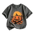 thumbnail image 2 of TGPMGRZ Boys Halloween Graphic Tee Short Sleeve Halloween Pumpkin Print T-Shirt, 2 of 3