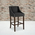 thumbnail image 2 of Flash Furniture Carmel Series 30" High Transitional Walnut Barstool with Accent Nail Trim in Charcoal Fabric, 2 of 12