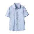 thumbnail image 1 of Maplenight Mens Linen Button Down Shirt Short Sleeve Casual Stylish Beach Shirts Loose Solid Basic Collared Shirt with Pockets, 1 of 8