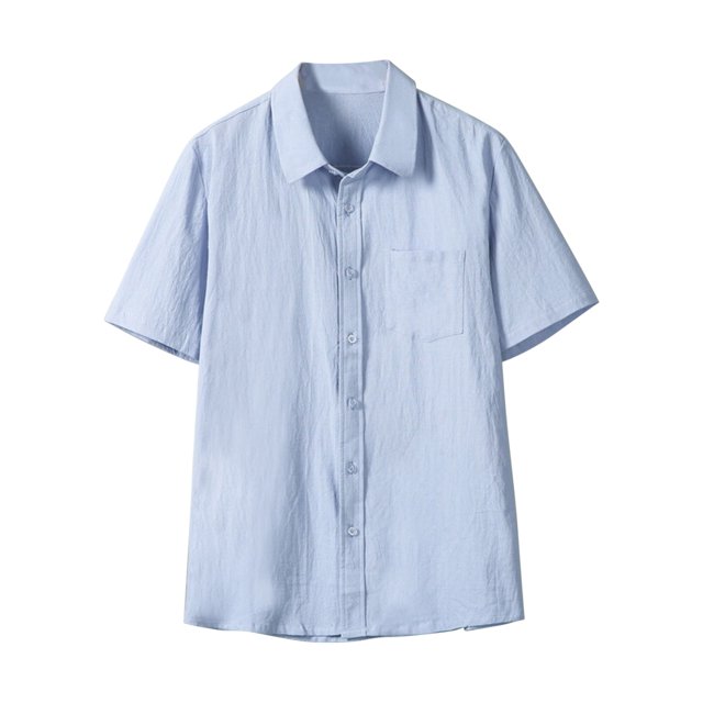 Maplenight Mens Linen Button Down Shirt Short Sleeve Casual Stylish Beach Shirts Loose Solid Basic Collared Shirt with Pockets