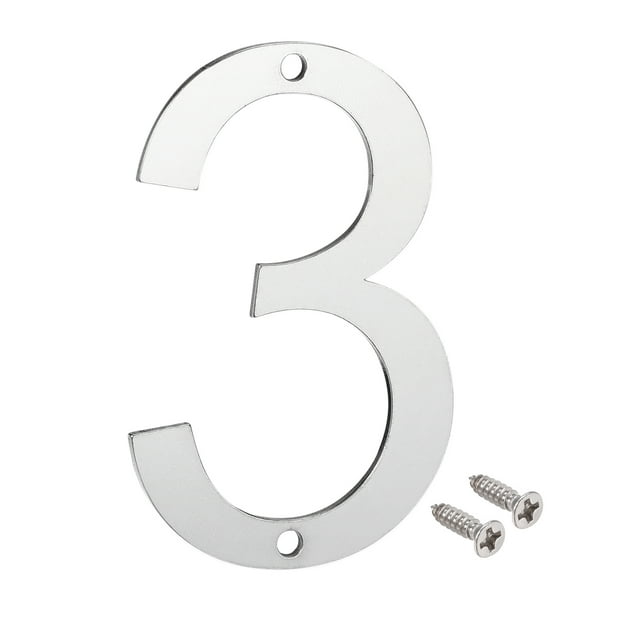Unique Bargains 3 Inch 304 Stainless Steel House Number Polishing for Door Mailbox(Number 3)