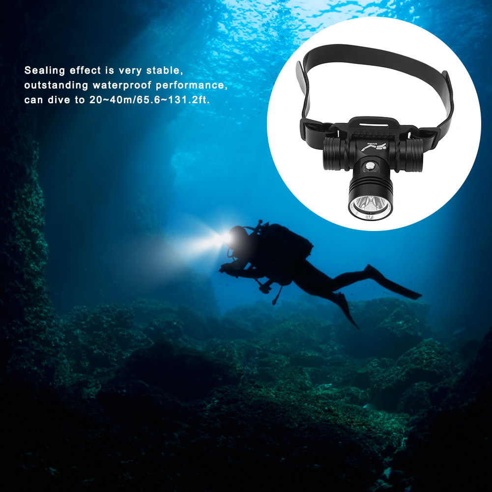 Tebru Diving Headlamp,Waterproof LED Diving Headlamp Underwater High  Brightness Head Light for Land and Water Use,Headlamp